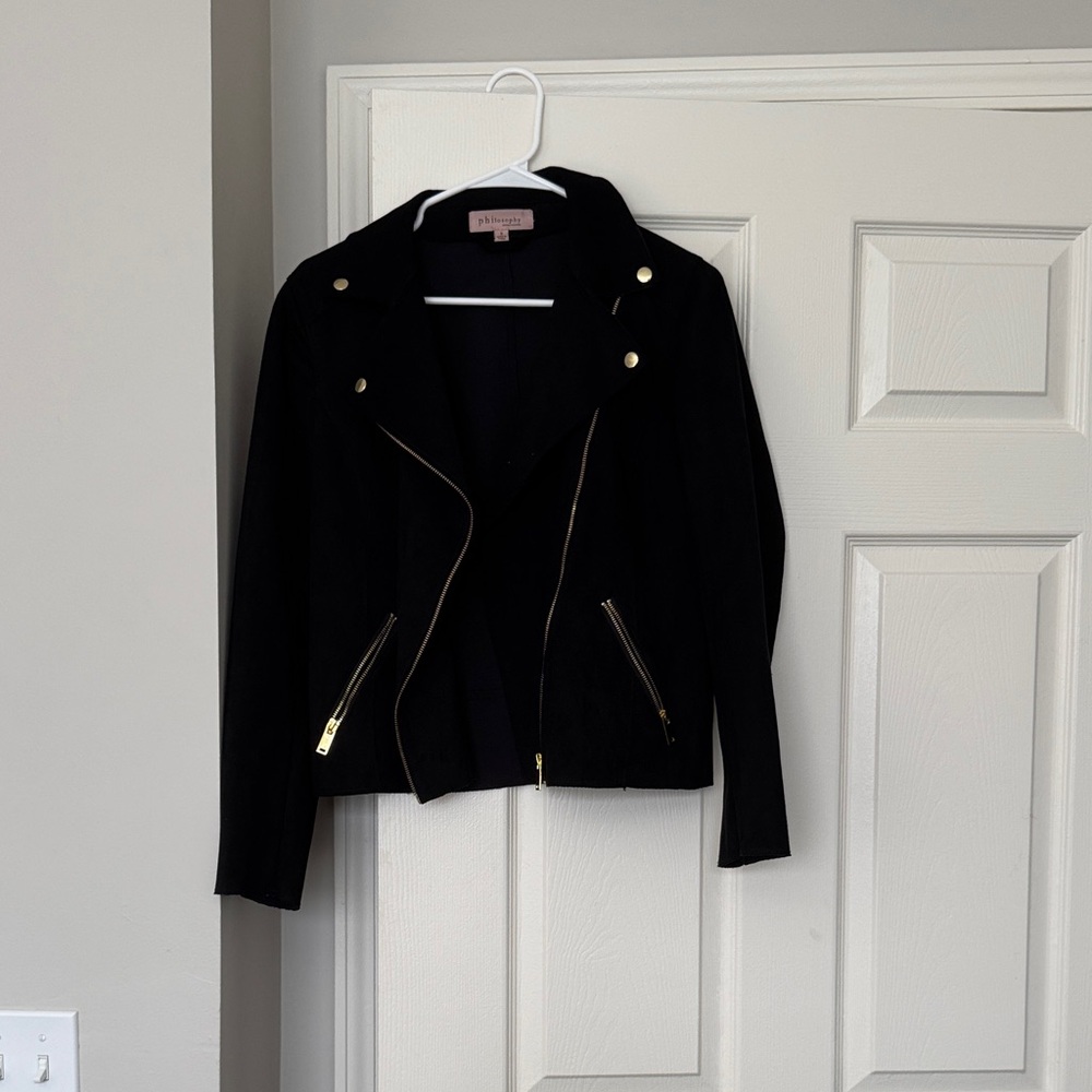 Philosophy Black suede Jacket with Gold Details